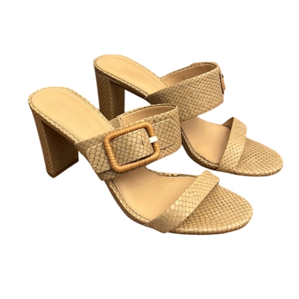 VERONICA BEARD Galoma Heeled  Textured Leather Sandal - Coco - 8.5